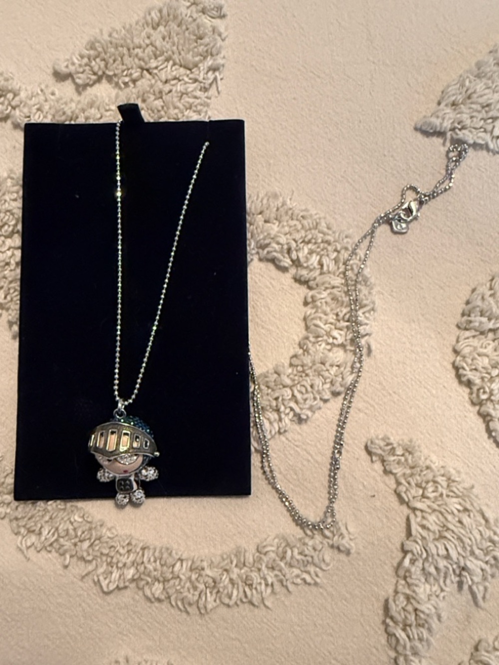 Swarovski  Eliot Silver Crystal Robot Pendant Necklace - Picture 2 of 4